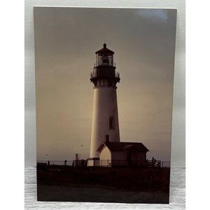 Lighthouse at Dusk Oregon Coast Found Photo Snapshot 1994